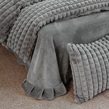 Load image into Gallery viewer, Rabbit Faux Fur Quilt Cover Set - Grey