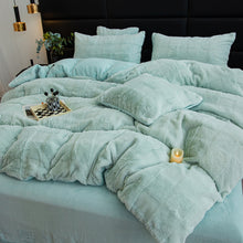 Load image into Gallery viewer, Rabbit Faux Fur Quilt Cover Set - Green