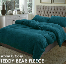 Load image into Gallery viewer, Teddy Bear Fleece Quilt Cover - Teal
