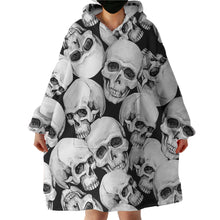 Load image into Gallery viewer, Blanket Hoodie - Black and White Skulls (Made to Order)