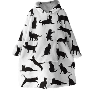 Blanket Hoodie - Cat Black and White (Made to Order)
