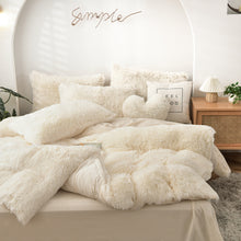 Load image into Gallery viewer, Fluffy Faux Mink &amp; Velvet Fleece Quilt Cover Set - Cream