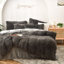 Load image into Gallery viewer, Fluffy Faux Mink &amp; Velvet Fleece Quilt Cover Set - Grey