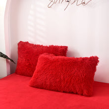 Load image into Gallery viewer, Fluffy Faux Mink & Velvet Fleece Quilt Cover Set - Vivid Red