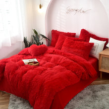 Load image into Gallery viewer, Fluffy Faux Mink & Velvet Fleece Quilt Cover Set - Vivid Red
