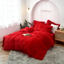 Load image into Gallery viewer, Fluffy Faux Mink & Velvet Fleece Quilt Cover Set - Vivid Red