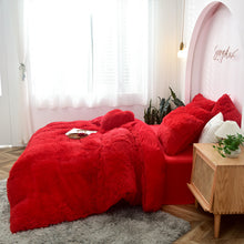 Load image into Gallery viewer, Fluffy Faux Mink & Velvet Fleece Quilt Cover Set - Vivid Red