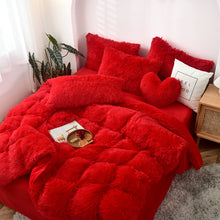 Load image into Gallery viewer, Fluffy Faux Mink & Velvet Fleece Quilt Cover Set - Vivid Red