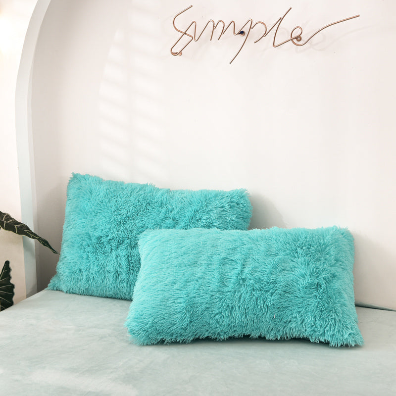Turquoise fluffy cushion 2025