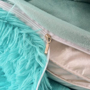 Fluffy Faux Mink & Velvet Fleece Quilt Cover Set - Turquoise