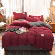 Load image into Gallery viewer, Soft Corduroy Velvet Fleece Quilt Cover Set - Grey Rose Fantasy