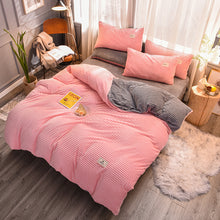 Load image into Gallery viewer, Soft Corduroy Velvet Fleece Quilt Cover Set - Pink Grey