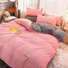 Load image into Gallery viewer, Soft Corduroy Velvet Fleece Quilt Cover Set - Pink Grey