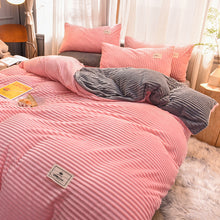 Load image into Gallery viewer, Soft Corduroy Velvet Fleece Quilt Cover Set - Pink Grey