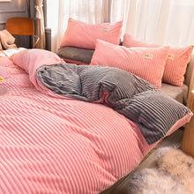 Load image into Gallery viewer, Soft Corduroy Velvet Fleece Quilt Cover Set - Pink Grey