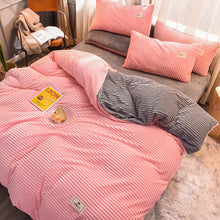 Load image into Gallery viewer, Soft Corduroy Velvet Fleece Quilt Cover Set - Pink Grey