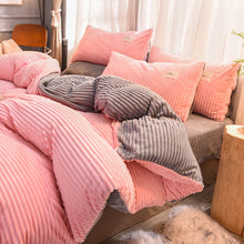 Load image into Gallery viewer, Soft Corduroy Velvet Fleece Quilt Cover Set - Pink Grey