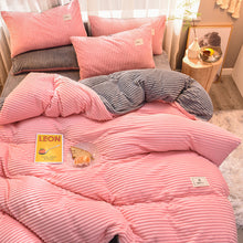Load image into Gallery viewer, Soft Corduroy Velvet Fleece Quilt Cover Set - Pink Grey
