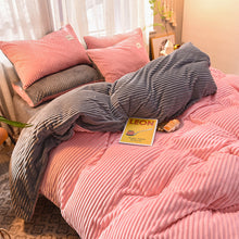 Load image into Gallery viewer, Soft Corduroy Velvet Fleece Quilt Cover Set - Pink Grey