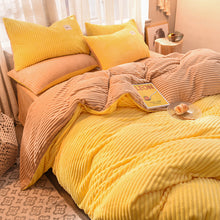 Load image into Gallery viewer, Soft Corduroy Velvet Fleece Quilt Cover Set - Yellow Beige