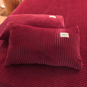 Soft Corduroy Velvet Fleece Quilt Cover Set - Red