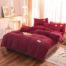 Load image into Gallery viewer, Soft Corduroy Velvet Fleece Quilt Cover Set - Red