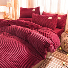 Load image into Gallery viewer, Soft Corduroy Velvet Fleece Quilt Cover Set - Red