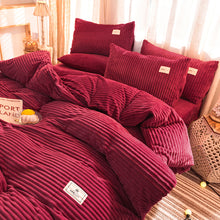 Load image into Gallery viewer, Soft Corduroy Velvet Fleece Quilt Cover Set - Red