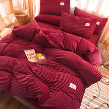 Load image into Gallery viewer, Soft Corduroy Velvet Fleece Quilt Cover Set - Red