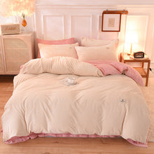 Load image into Gallery viewer, Soft Corduroy Velvet Fleece Quilt Cover Set - Cream Pink