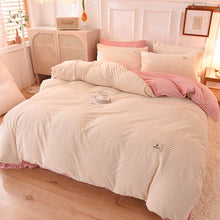 Load image into Gallery viewer, Soft Corduroy Velvet Fleece Quilt Cover Set - Cream Pink