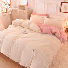 Load image into Gallery viewer, Soft Corduroy Velvet Fleece Quilt Cover Set - Cream Pink