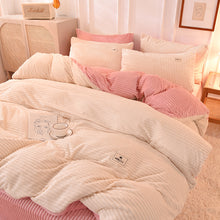 Load image into Gallery viewer, Soft Corduroy Velvet Fleece Quilt Cover Set - Cream Pink