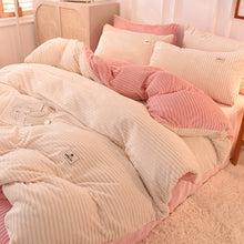 Load image into Gallery viewer, Soft Corduroy Velvet Fleece Quilt Cover Set - Cream Pink