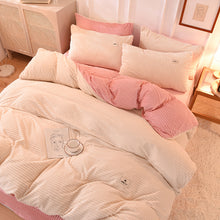 Load image into Gallery viewer, Soft Corduroy Velvet Fleece Quilt Cover Set - Cream Pink