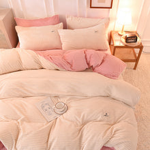 Load image into Gallery viewer, Soft Corduroy Velvet Fleece Quilt Cover Set - Cream Pink
