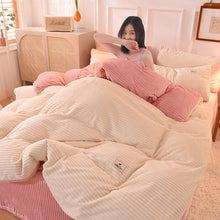 Load image into Gallery viewer, Soft Corduroy Velvet Fleece Quilt Cover Set - Cream Pink