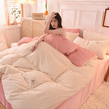 Load image into Gallery viewer, Soft Corduroy Velvet Fleece Quilt Cover Set - Cream Pink