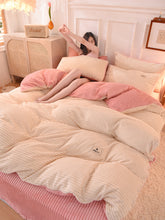 Load image into Gallery viewer, Soft Corduroy Velvet Fleece Quilt Cover Set - Cream Pink