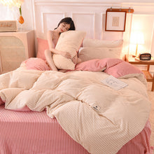 Load image into Gallery viewer, Soft Corduroy Velvet Fleece Quilt Cover Set - Cream Pink