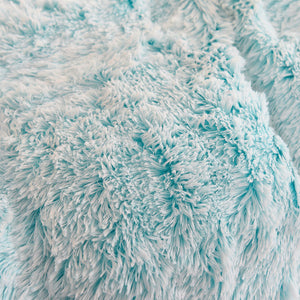 Fluffy Faux Mink & Velvet Fleece Quilt Cover Set - Blue white