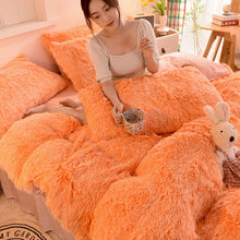 Load image into Gallery viewer, Fluffy Faux Mink &amp; Velvet Fleece Quilt Cover Set - Orange white