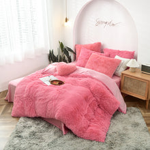 Load image into Gallery viewer, Fluffy Faux Mink &amp; Velvet Fleece Quilt Cover Set - Pink Peach