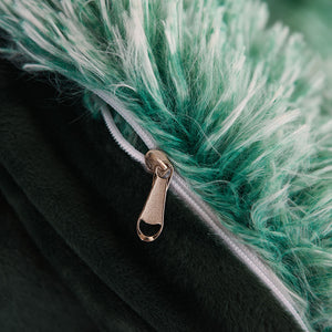 Fluffy Faux Mink & Velvet Fleece Quilt Cover Set - Green White