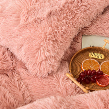 Load image into Gallery viewer, Fluffy Faux Mink &amp; Velvet Fleece Quilt Cover Set - Rose Gold