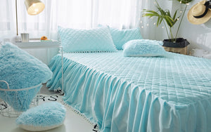 Fluffy Faux Lambswool Quilt Cover Set - Blue