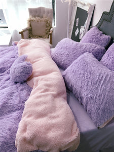 Fluffy Faux Lambswool Quilt Cover Set - Violet