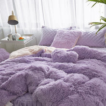 Load image into Gallery viewer, Fluffy Faux Lambswool Quilt Cover Set - Violet