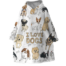 Load image into Gallery viewer, Blanket Hoodie - I Love Dogs (Made to Order)
