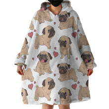 Load image into Gallery viewer, Blanket Hoodie - Pug Love (Made to Order)